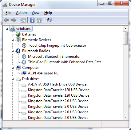 Device Manager with hidden devices