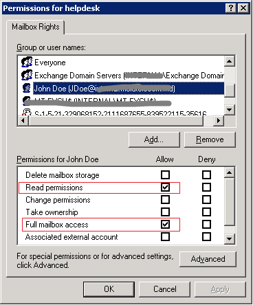 Exchange Shared MailBox - mailbox rights