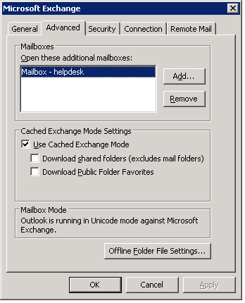 Exchange Shared MailBox - outlook configuration