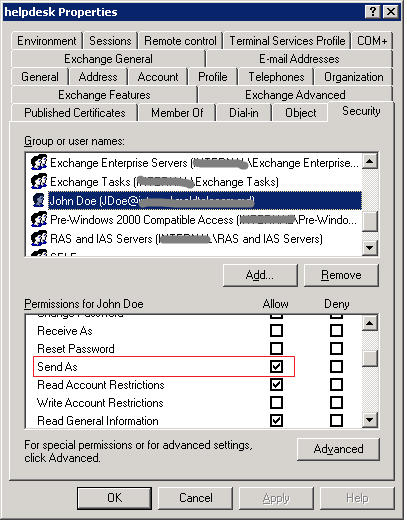 Exchange Shared MailBox - security