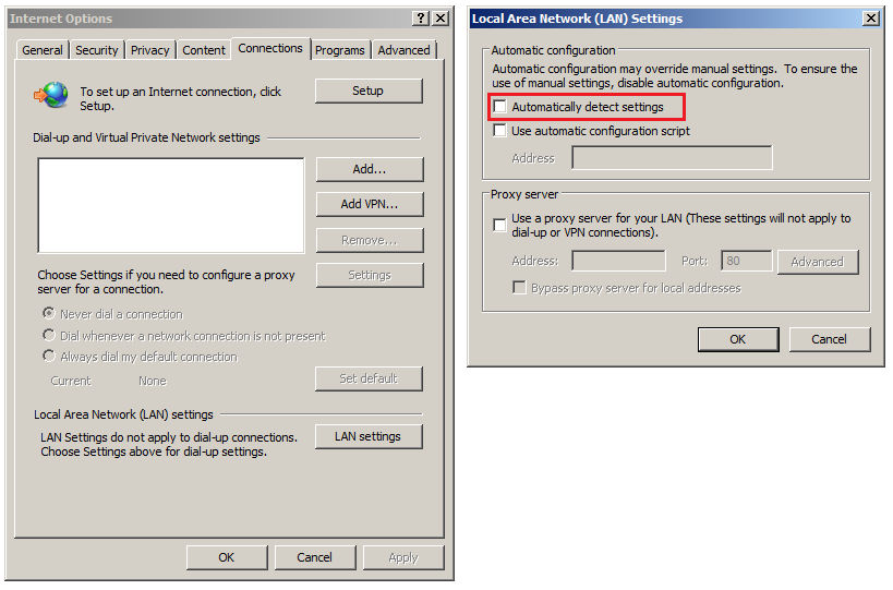 Sharepoint - slow library access - uncheck Automaticaly Detect Settings