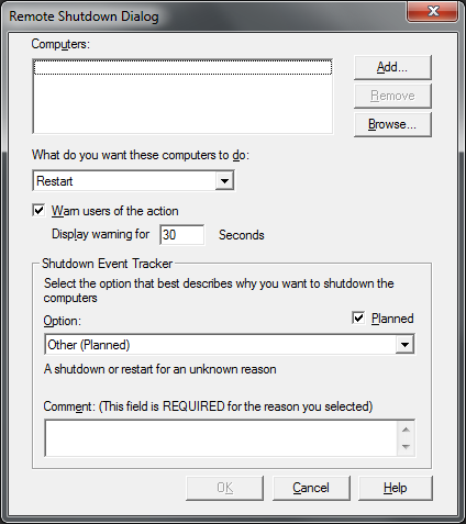 Remote Shutdown Dialog