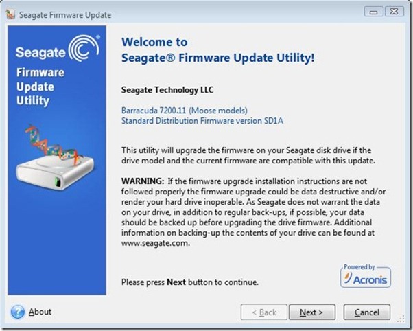 seagate firmware update